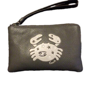 Coach Corner Zip Wristlet With Cancer Zodiac EUC